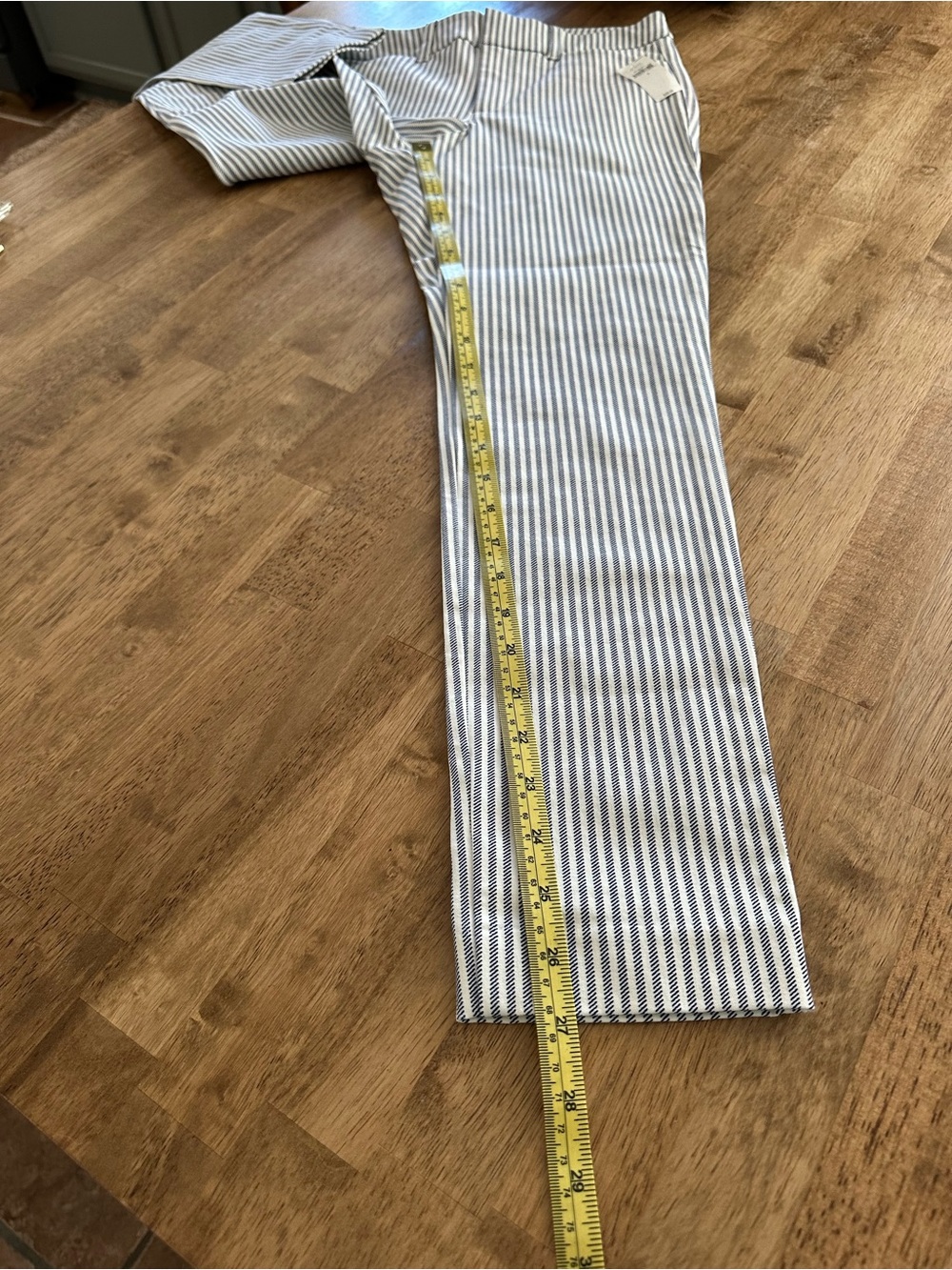 Old Navy Pixie High Rise Slim White and Navy Striped Pants - Picture 8 of 11